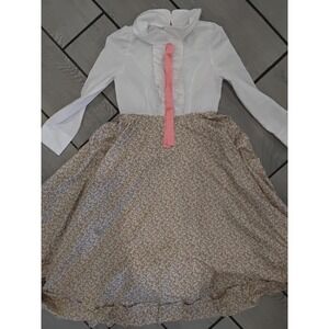 HalloweenCostumes.com Pioneer Woman Costume Dress Floral Prairie White Pink M